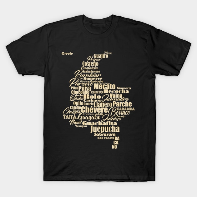 Colombia frases mapa T-Shirt by ladinoariel